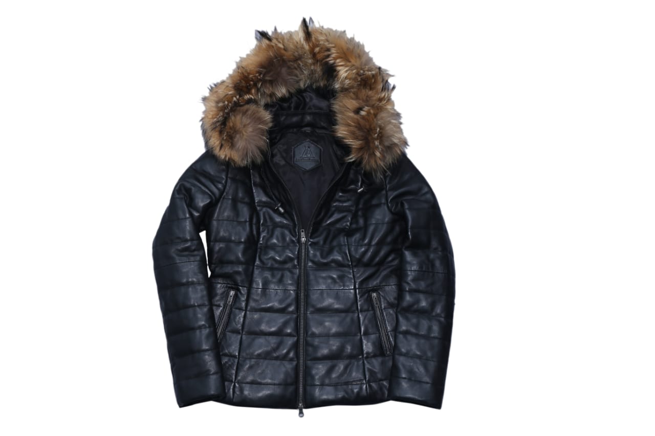 Black fur neck Jacket for women -- Al-Fateh-Leather Garments thumbnail 3