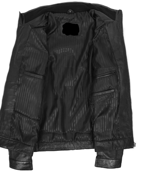 Men's Standing Collar Leather Jacket Tony Black -- Al-Fateh-Leather Garments thumbnail 3