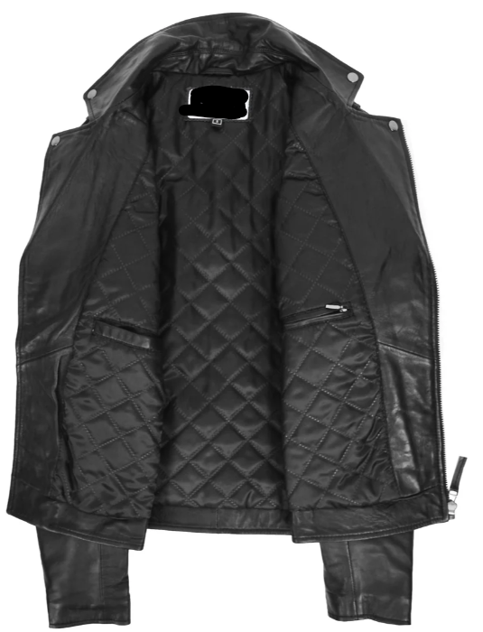 Mens Biker Leather Jacket Dual Zip Hook Black -- Al-Fateh-Leather Garments thumbnail 3