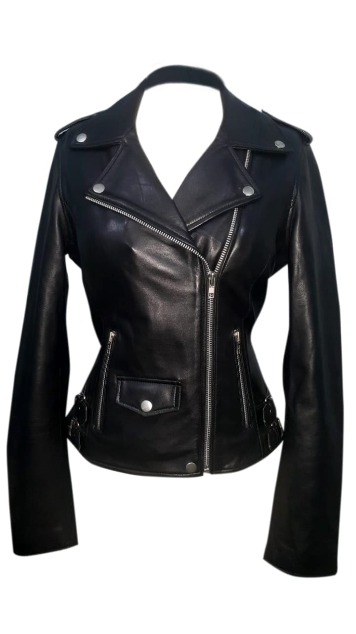 Side zip multi pocket Stylish Women Jacket Black