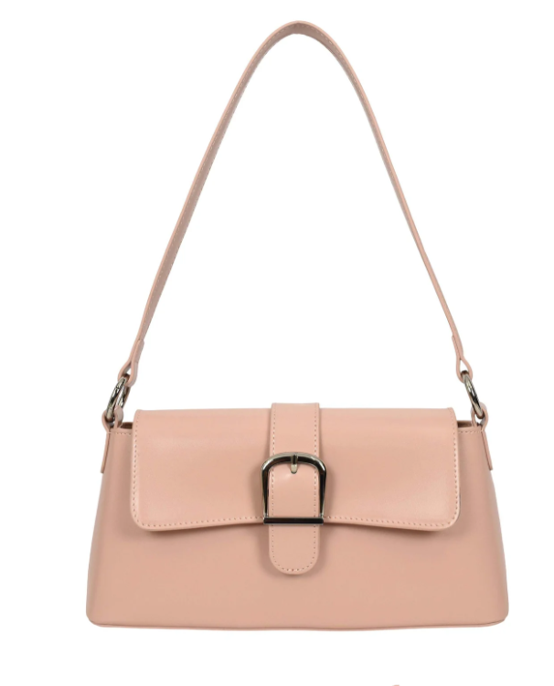 Women's Glazed Leather Small Handbag 2-in-1 Style Xyla Pink