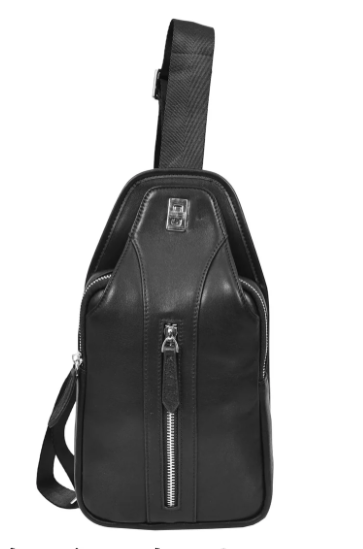 Mens Real Leather Chest Bag Cross Body Style Nara Black