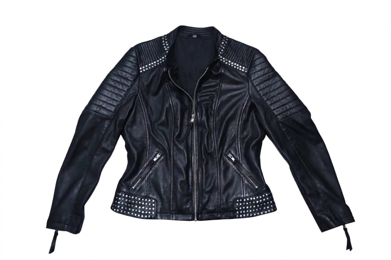 Stylish Women's jacket with front and sleeves zips and lining -- Al-Fateh-Leather Garments
