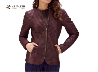Dark Brown Women's Lining Style Jacket-- Al-fateh-leather Garments