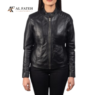 Black Slim Fit Womens Jacket-- Al-fateh-leather Garments