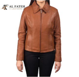 Elegant Brown Women's Jacket -- Al-Fateh-Leather Garments