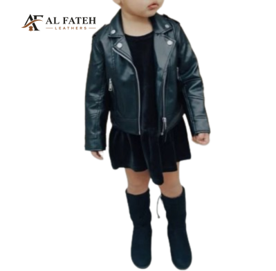 Girl Kids Black Stylish Jacket-- Al-fateh-leather Garments