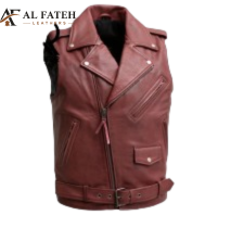 Kids Tan vest multi pockets -- Al-Fateh Leather Garments