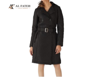 Black Long coat for women with vest belt