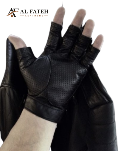 Half cut fingers black gloves