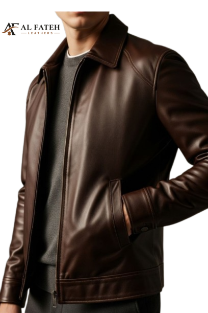 Classic Brown Leather Jacket -- Al-fateh-leather Garments
