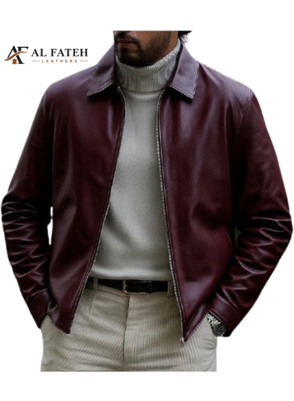Classic Burgundy Mens Jacket-- Al-fateh-Leather Garments