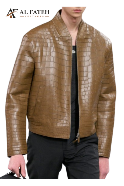 Crocodile Skin Style Men's Jacket