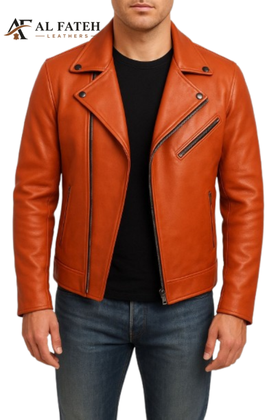 Dark Orange stylish Zip style men jacket