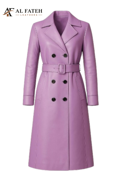 Lilac long coat for women -- Al-fateh-leather Garments