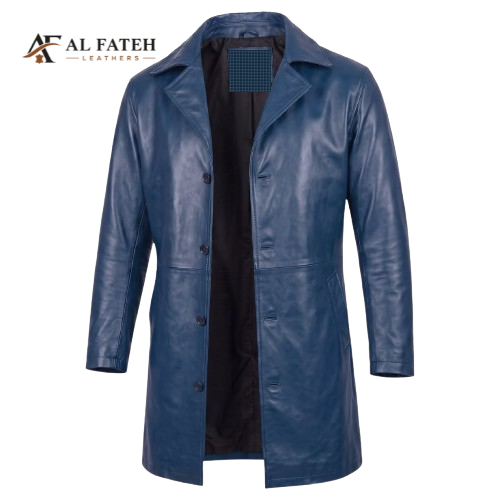 Dark Blue Mid length men long coat