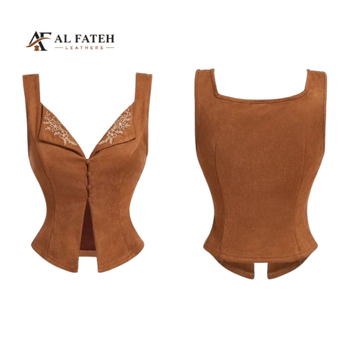 Light brown embroided vest