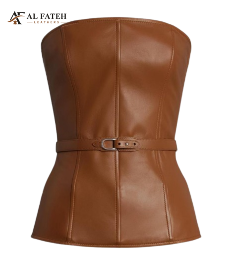 Brown strapless corset top
